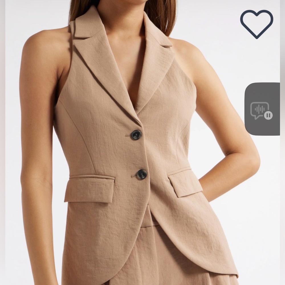 Sleeveless Tailored Vest - Taupe